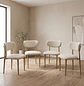 Set de 4 Silla Wood de Comedor Beige en Lino con Patas Símil Madera - Miniatura 1