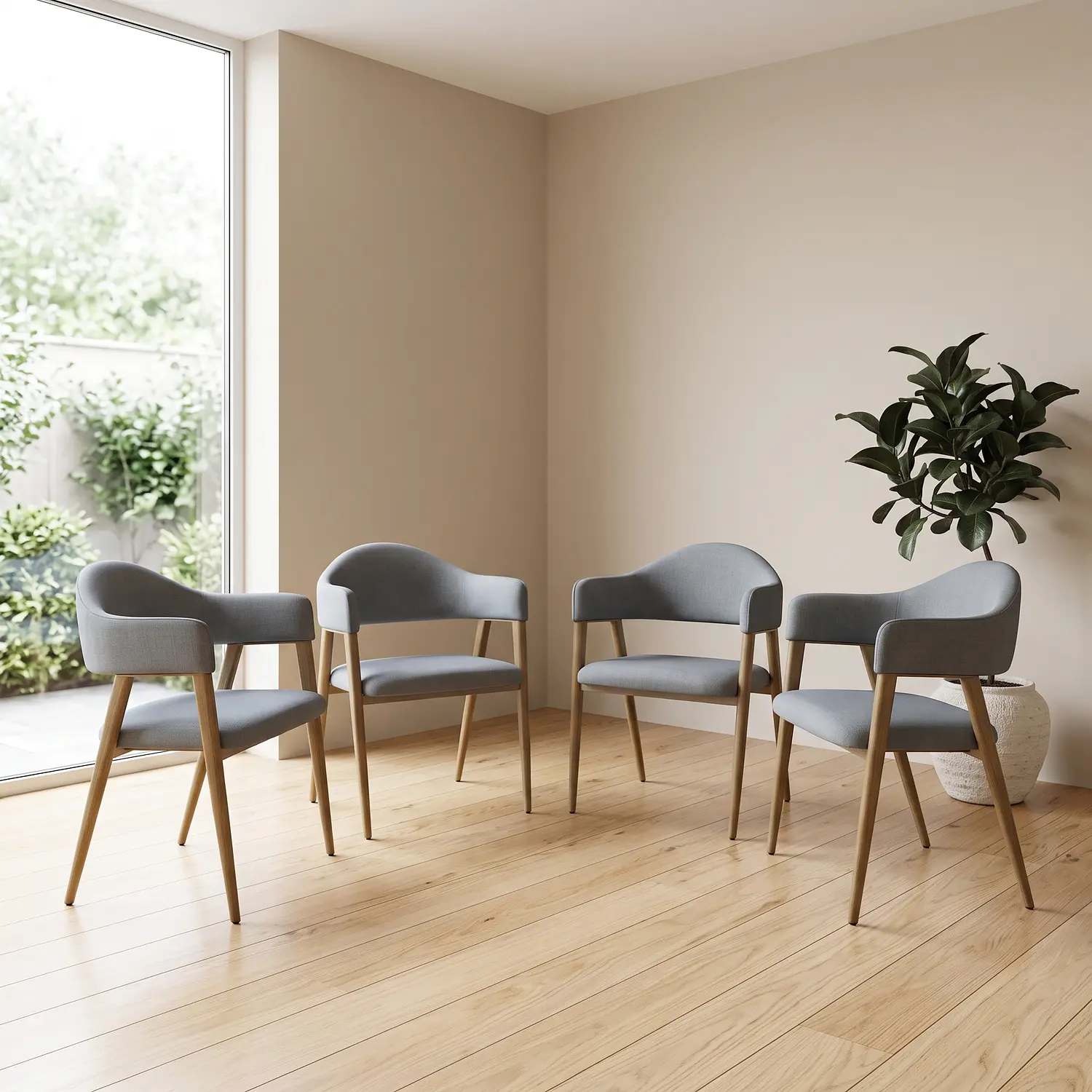 Set de 4 Sitiales Siena Lino Gris de Comedor Moderno 1
