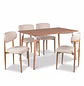 Juego de Comedor Mesa de Madera Eames y 4 Sillas Wood Beige en Lino - Miniatura 2