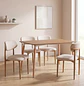 Juego de Comedor Mesa de Madera Eames y 4 Sillas Wood Beige en Lino - Miniatura 1
