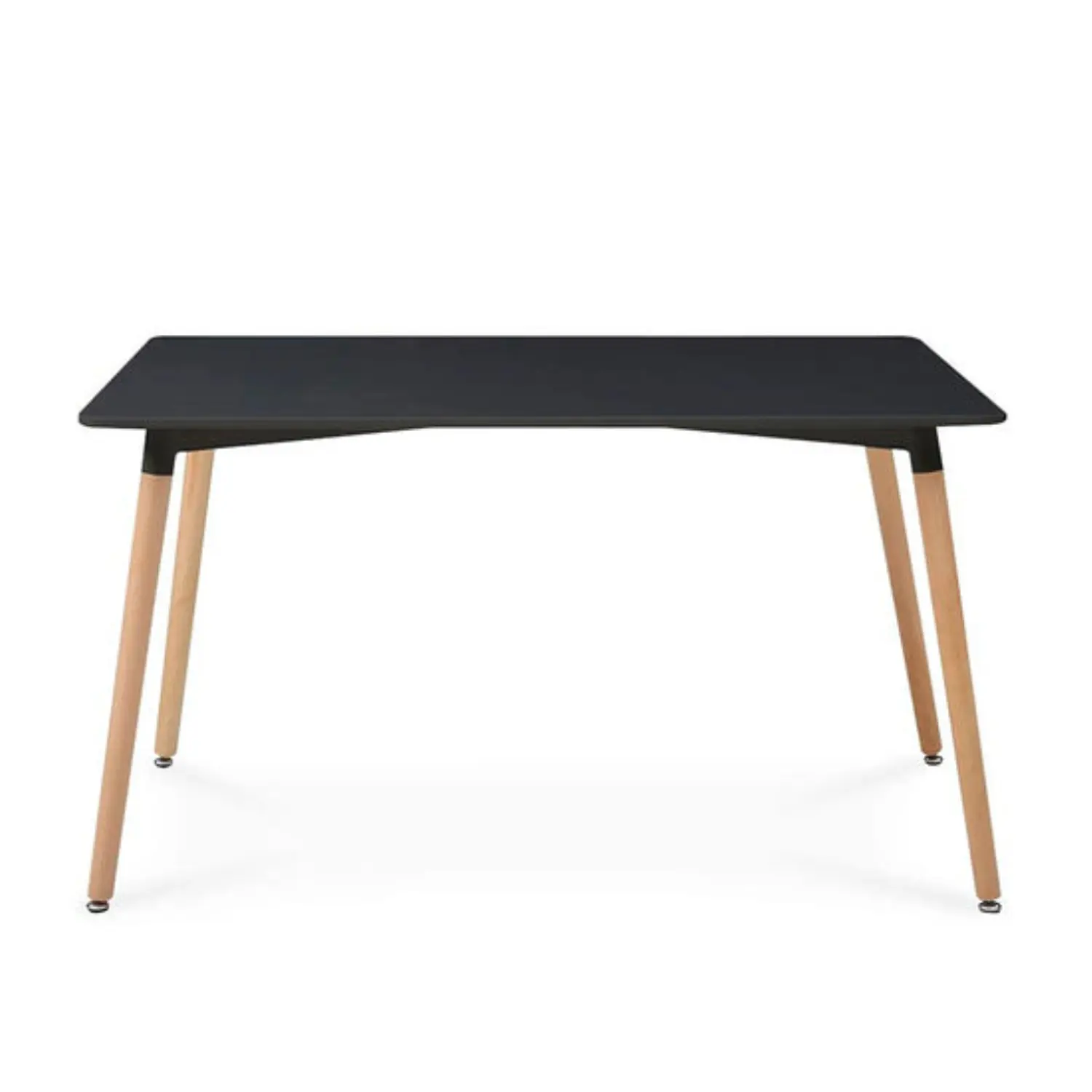 Juego de Comedor Mesa Eames Negra y 4 Sillas Wood Beige en Lino 3