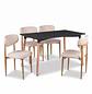 Juego de Comedor Mesa Eames Negra y 4 Sillas Wood Beige en Lino - Miniatura 2