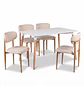 Juego de Comedor Mesa Eames Blanca y 4 Sillas Wood Beige en Lino - Miniatura 2