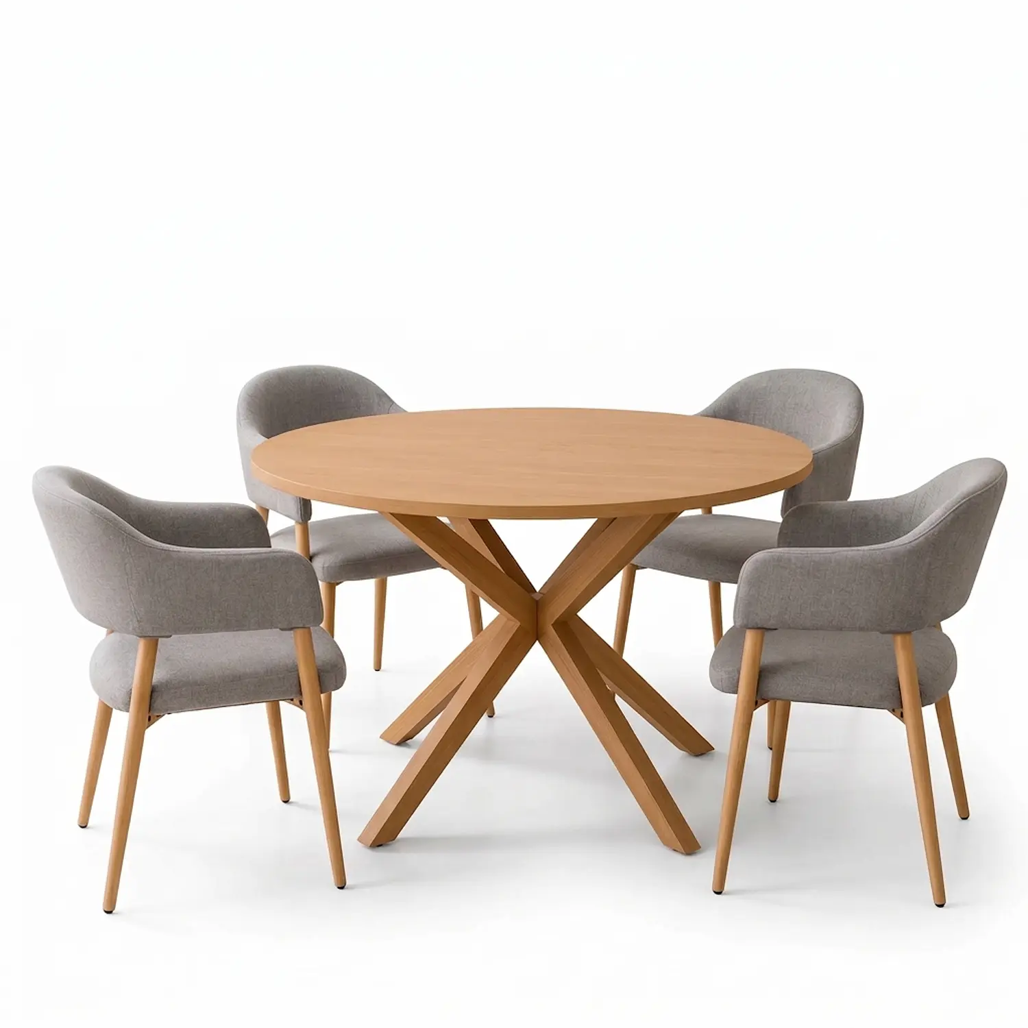 Juego de Comedor de Mesa Warwick Redonda y 4 Sitial Siena Lino Gris 2