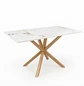 Juego de Comedor de Mesa Madrid Stone Rectangular y 4 Silla Lino Beige Wood - Miniatura 3