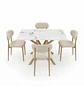 Juego de Comedor de Mesa Madrid Stone Rectangular y 4 Silla Lino Beige Wood - Miniatura 2