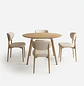 Juego de Comedor con Mesa Eames 120cm Redonda y 4 Silla Wood Lino Beige - Miniatura 2