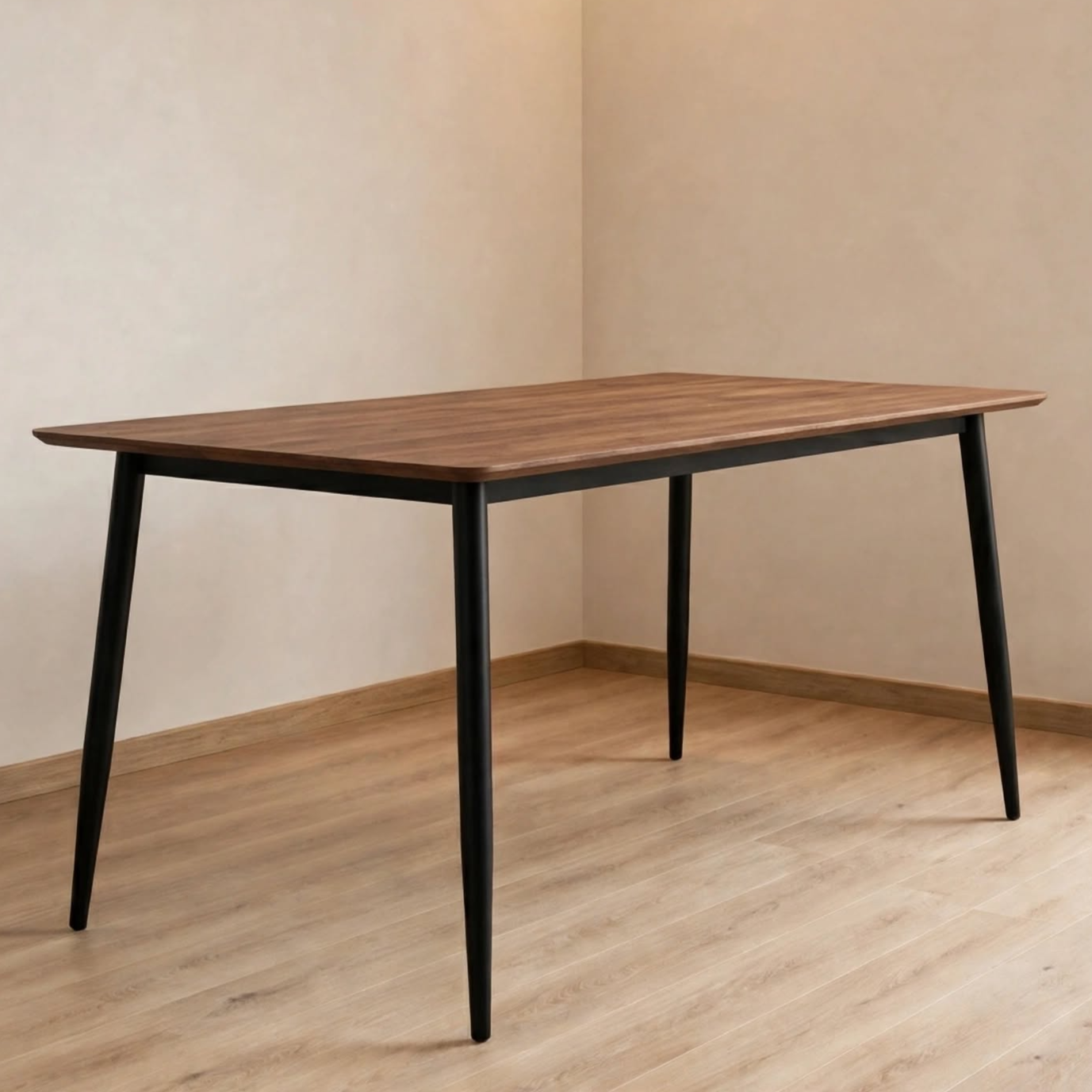 Mesa Rectangular con Acabado Roble y Patas Negras