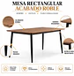 Mesa Rectangular con Acabado Roble y Patas Negras - Miniatura 3