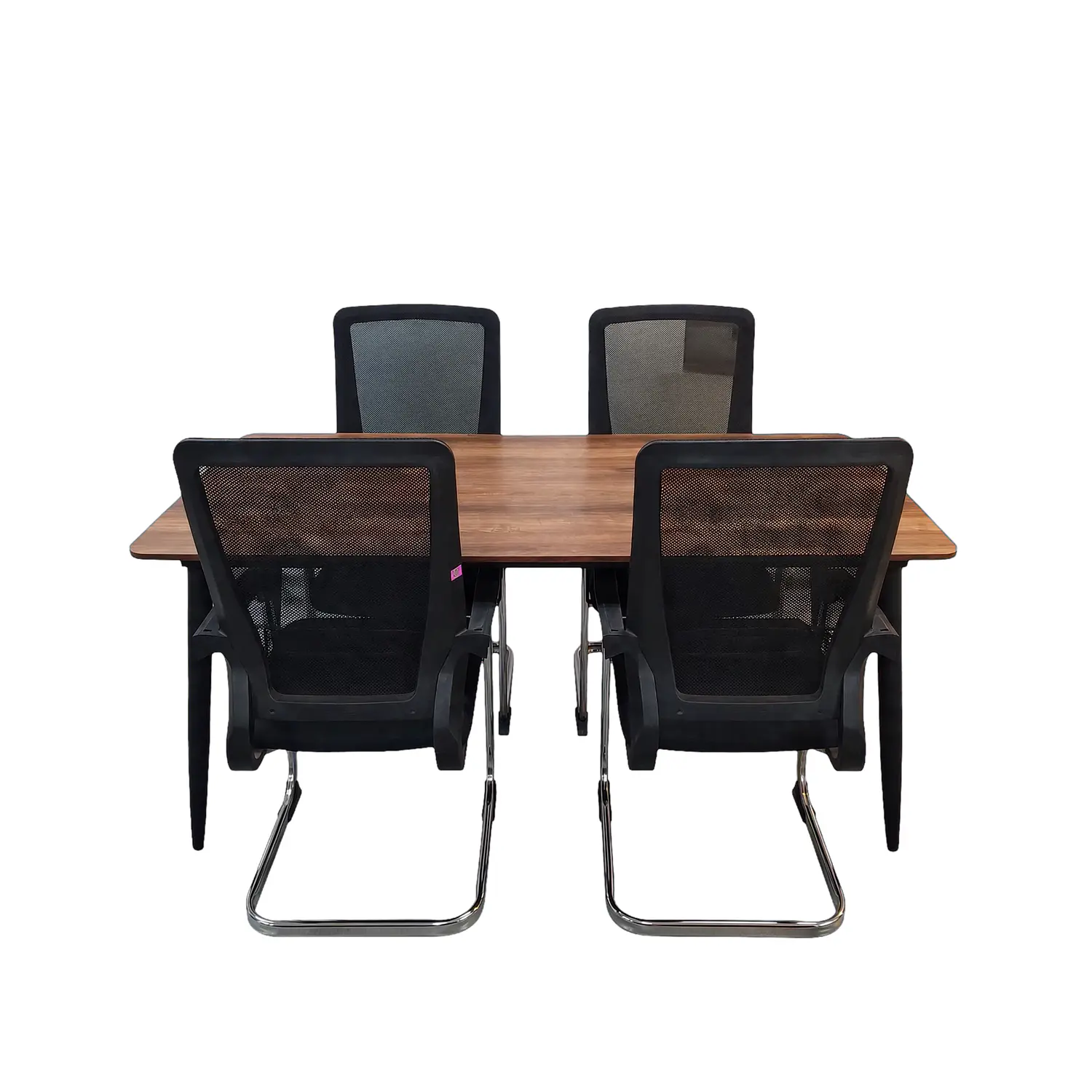 Mesa Rectangular con Acabado Roble Más 4 Sillas de Oficina 4