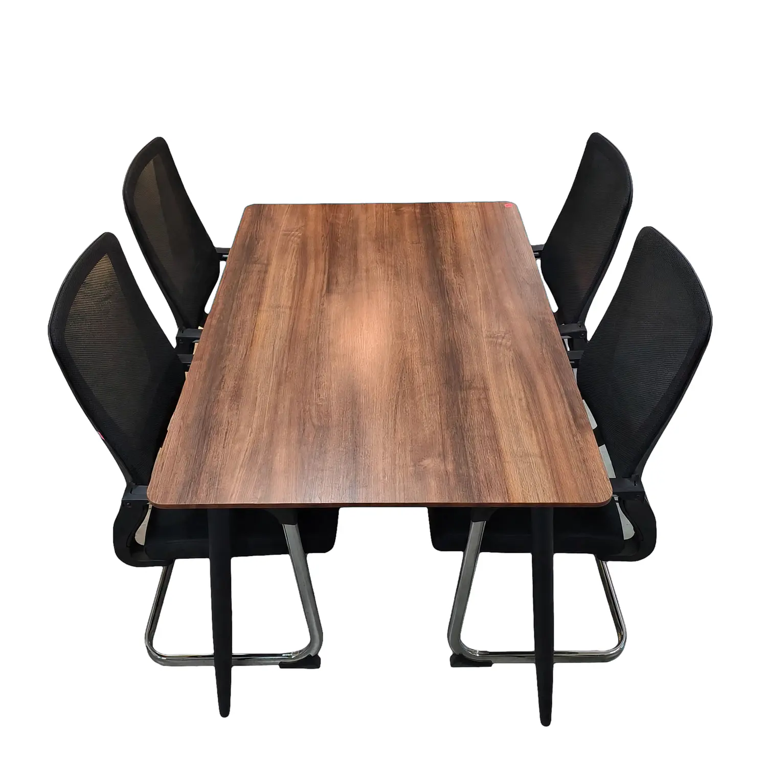Mesa Rectangular con Acabado Roble Más 4 Sillas de Oficina 5