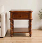 Mesa Lateral Madrid de Madera Clásica con Gaveta y Doble Estante - Miniatura 5