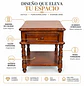 Mesa Lateral Madrid de Madera Clásica con Gaveta y Doble Estante - Miniatura 2