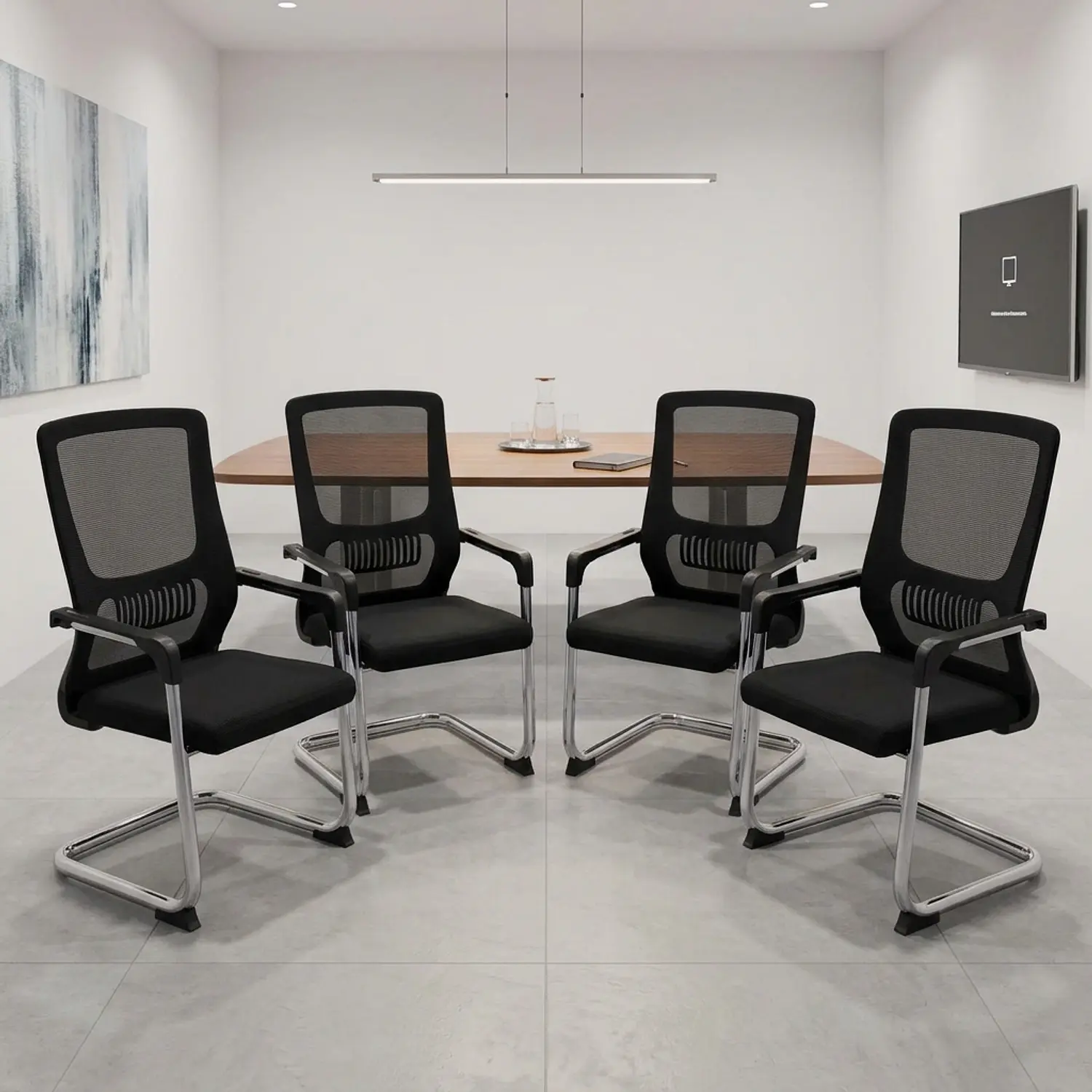 Set de 4 Silla de Visita Sofía con Respaldo de Malla y Estructura Metálica 1