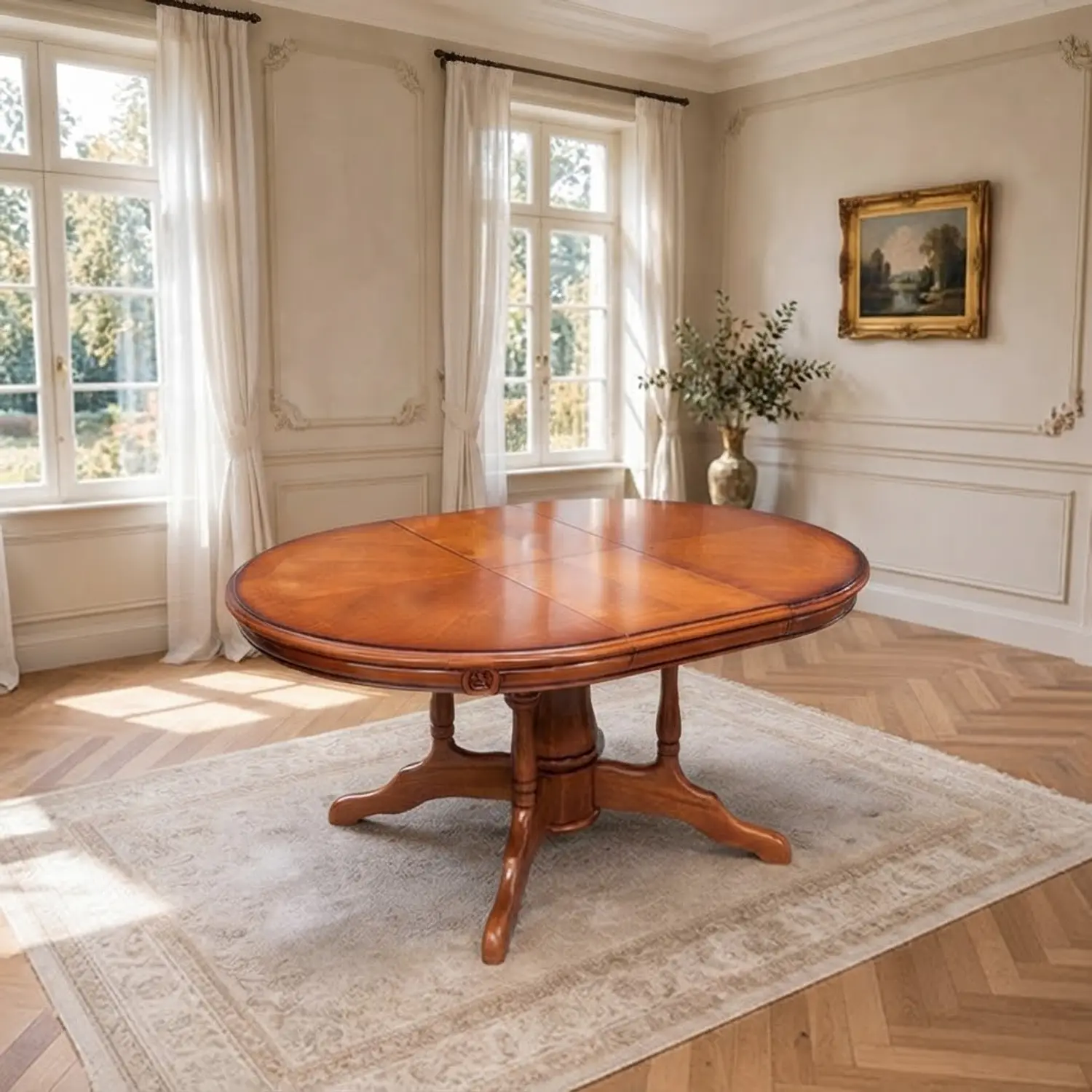 Mesa de Comedor Extensible Roble Americano | Redonda y Ovalada 120cm y 160cm 1