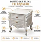 Velador Sevilla Blanco de Madera Tallada 2 Gavetas Clásico - Miniatura 2