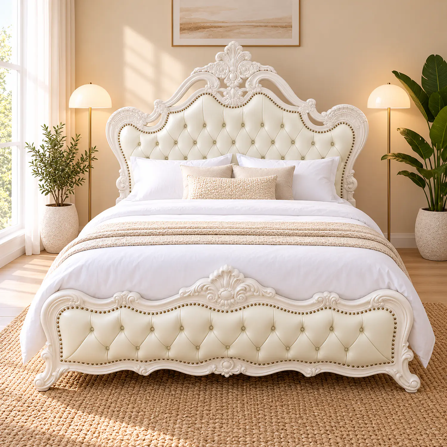 Cama Super King de Madera Tapizada Capitoneada Norwich 3