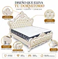 Cama Super King de Madera Tapizada Capitoneada Norwich - Miniatura 2
