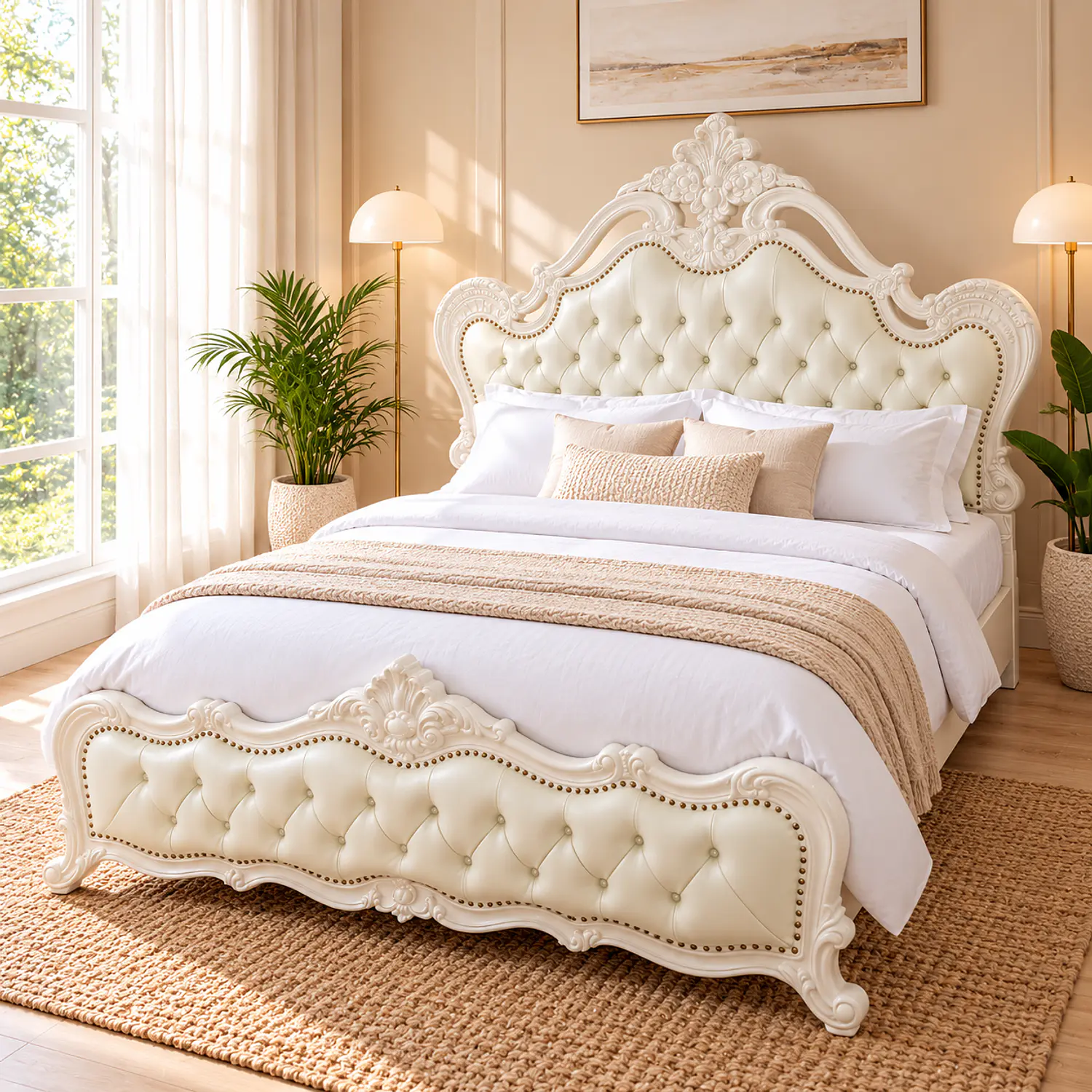 Cama Super King de Madera Tapizada Capitoneada Norwich 1