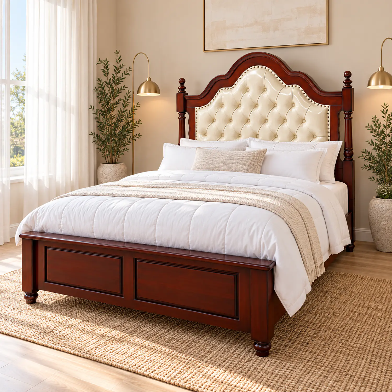 Cama de Madera Capitonné Clásica Elegante Canterbury 1