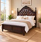 Cama King Gales Café Capitoneada de Madera Clásica Ecocuero Gales - Miniatura 1