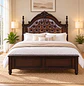 Cama King Gales Café Capitoneada de Madera Clásica Ecocuero Gales - Miniatura 5