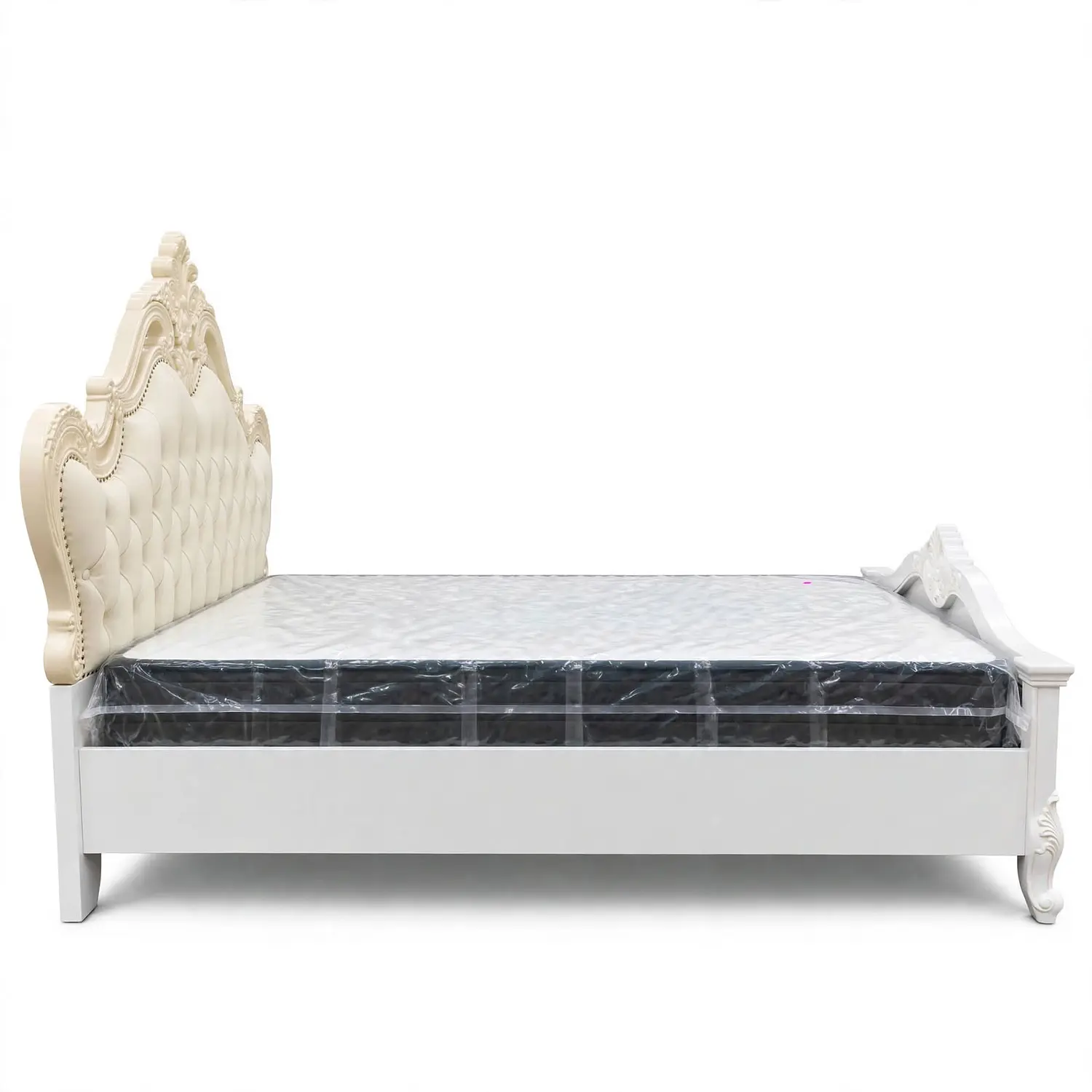 Cama Super King de Madera Tapizada en Ecocuero Capitoneada 9