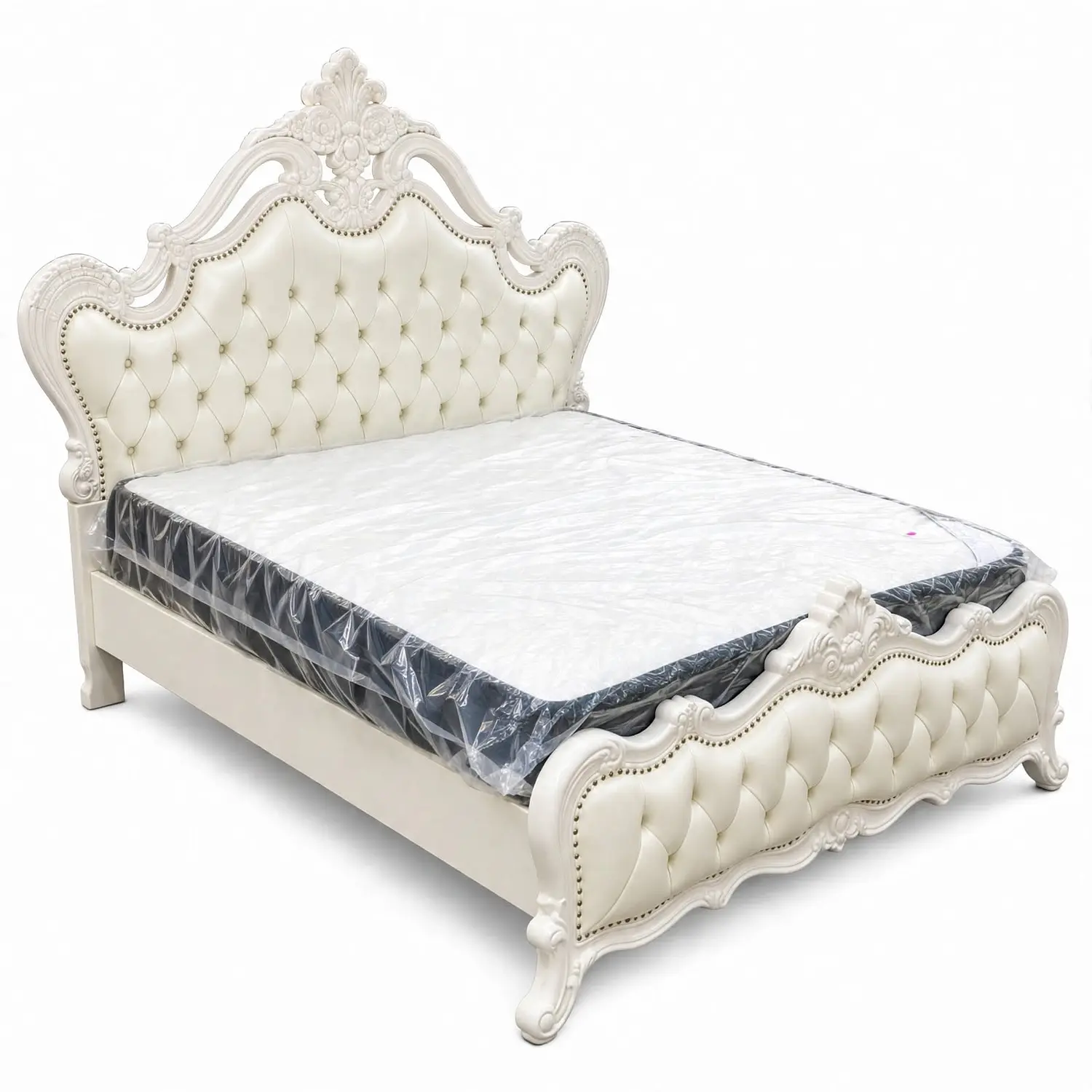Cama Super King de Madera Tapizada en Ecocuero Capitoneada 8
