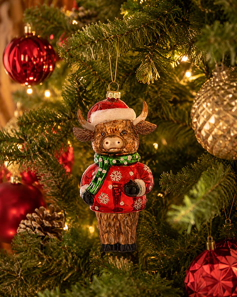 Vaca Highland com Barrete de Natal