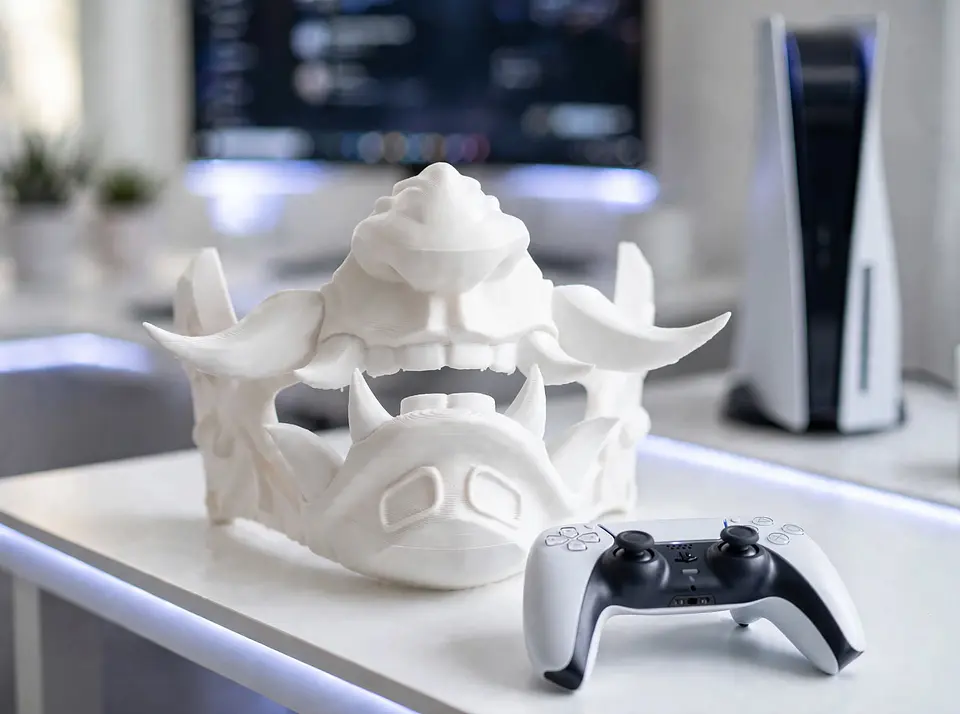 Soporte Oni Blanco para Control PS5 / Xbox - Máscara Demonio Japonesa 3D 1