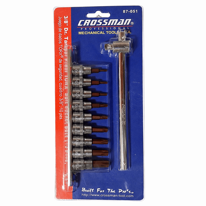 Juego de Dados TORX de Seguridad 3/8” Crossman – 10 Piezas 1