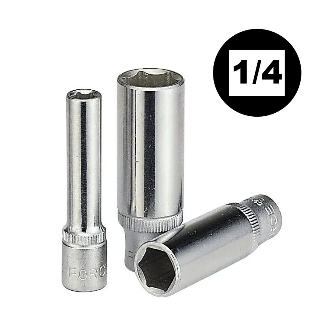 Dado Hexagonal largo mando de 1/4 de 4 a 14 mm marca force 1