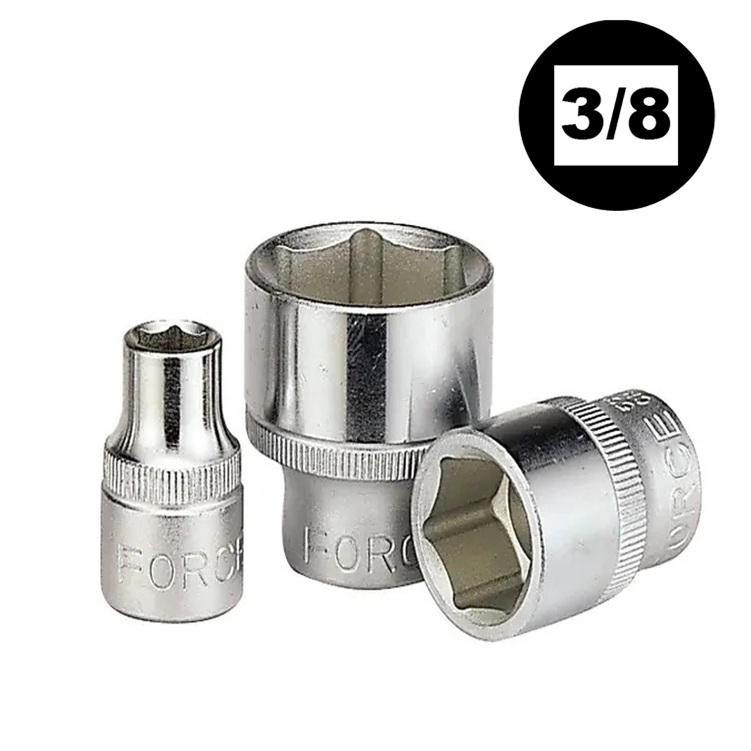 Dado Hexagonal corto mando de 3/8 de 6 a 19 mm marca force 1