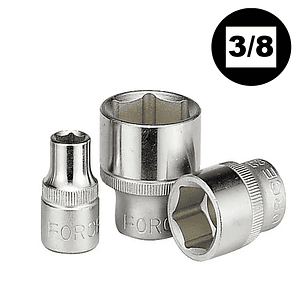 Dado Hexagonal corto mando de 3/8 de 6 a 19 mm marca force