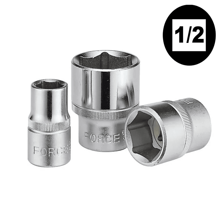 Dado Hexagonal Corto Mando de 1/2 de 1/4 a 1.1/4 en pulgadas Marca Force 1