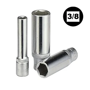 Dado Hexagonal largo mando de 3/8 de 6 a 19 mm marca force