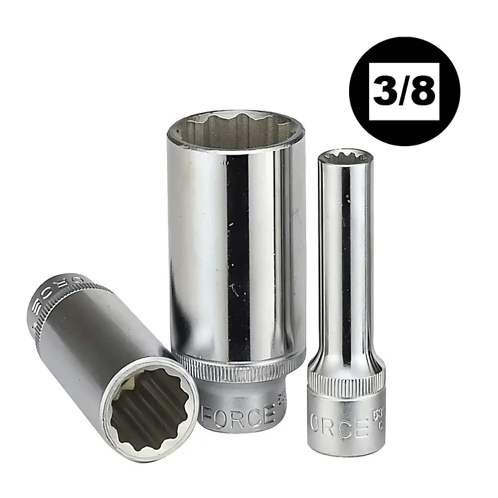 Dado Poligonal largo mando de 3/8 de 6 a 19 mm marca force 1