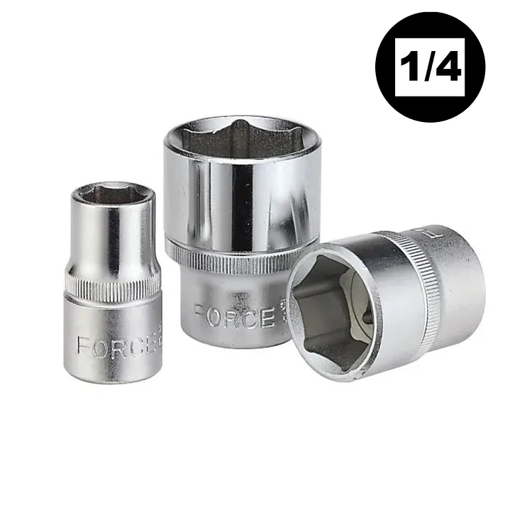 Dado Hexagonal corto mando de 1/4 en pulgadas de 5/32 a 9/16 marca force 1