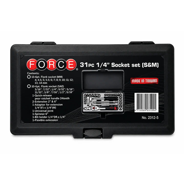 Juego de Dados FORCE 2312-5 Mando De 1/4