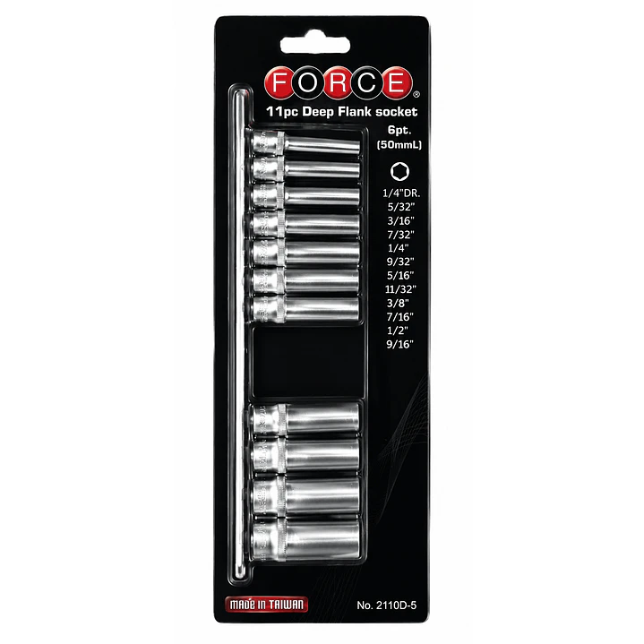 Juego de Dados Largos FORCE 21110D-5 1/4