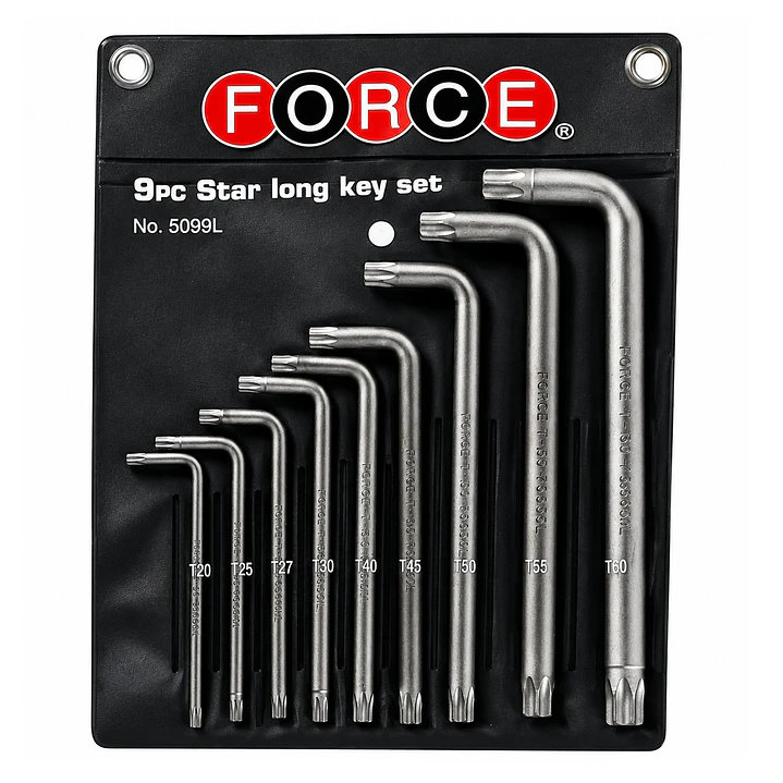 Juego de Llaves Torx Largas FORCE 5099L – 9 Piezas T20 a T60 1