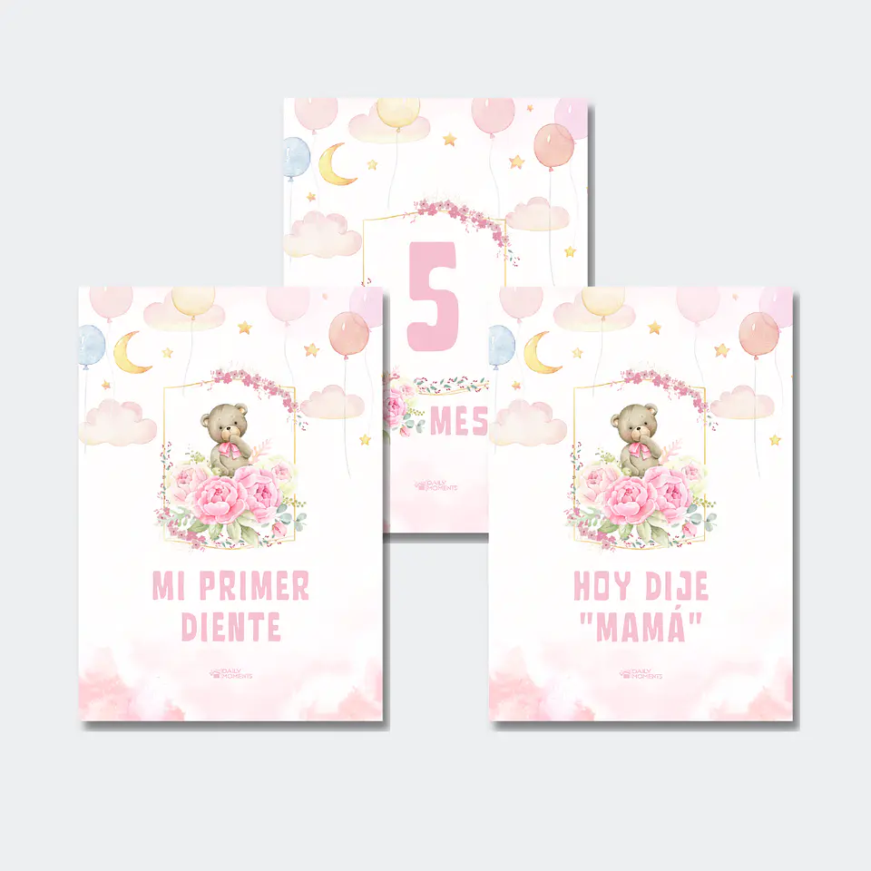 24 Tarjetas Hitos de Bebé Osita 3