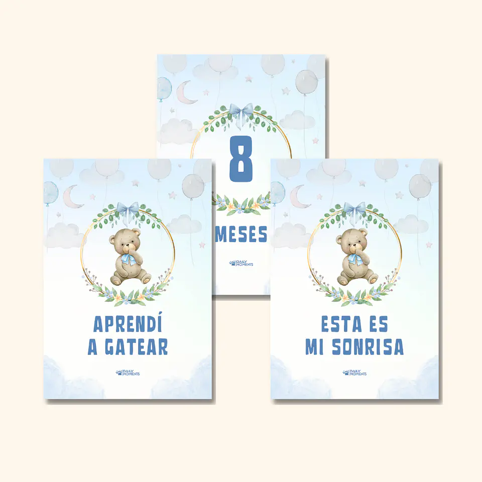 24 Tarjetas Hitos de Bebé Osito 3