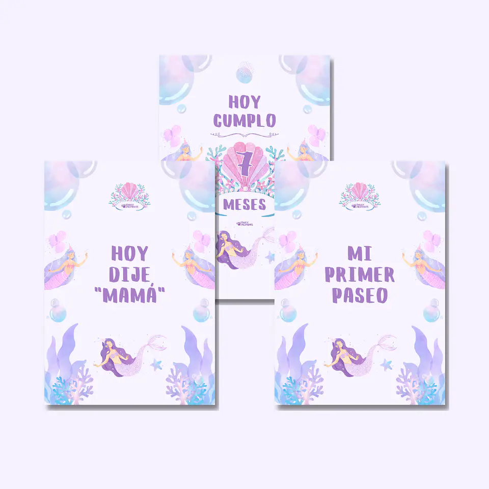 24 Tarjetas Hitos de Bebé Sirena 3