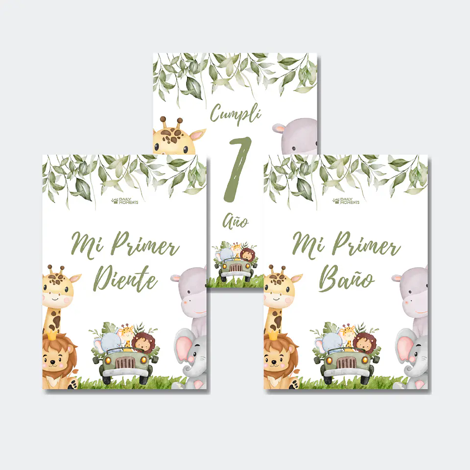 24 Tarjetas Hitos de Bebé Animales 3