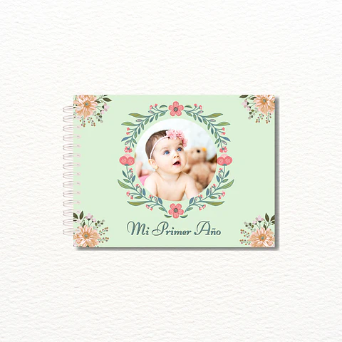 Libro Recuerdos Mi Primer Año Personalizado Verde 27x19cm