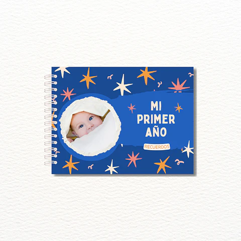 Libro Recuerdos Mi Primer Año Personalizado Azul 27x19cm
