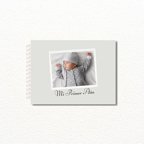 Libro Recuerdos Mi Primer Año Personalizado Gris 27x19cm