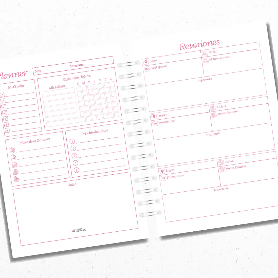 Planner Semanal Rosado 2