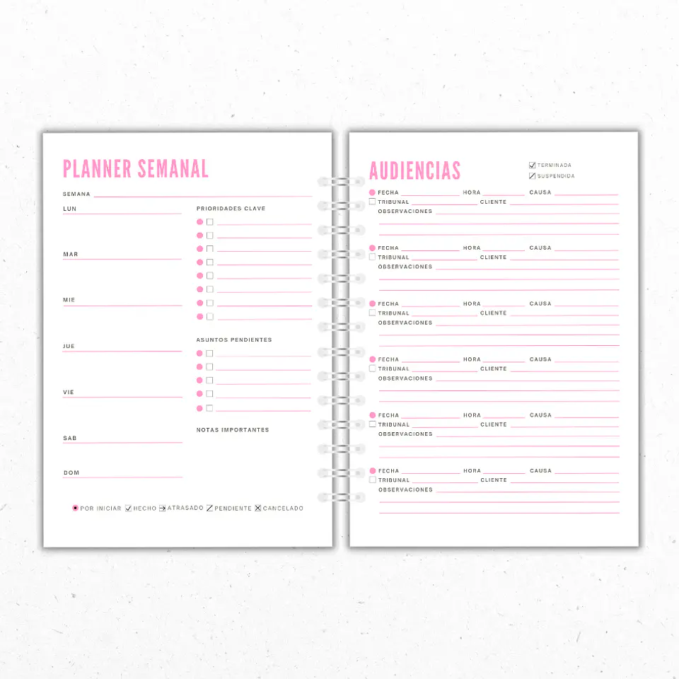 Planner Mensual Abogadas Rosado 3